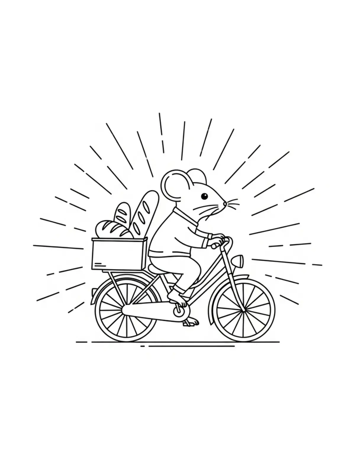 Free printable coloring page: tiny-mouse-delivering-fresh-br coloring page. Cute and cozy design for kids and adults to download and print.