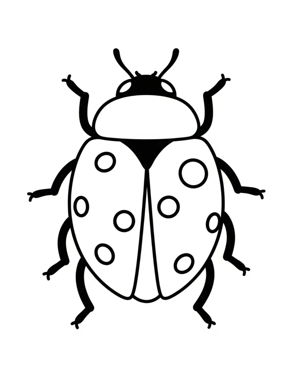 Free printable coloring page: bold-easy-ladybug coloring page. Cute and cozy design for kids and adults to download and print.