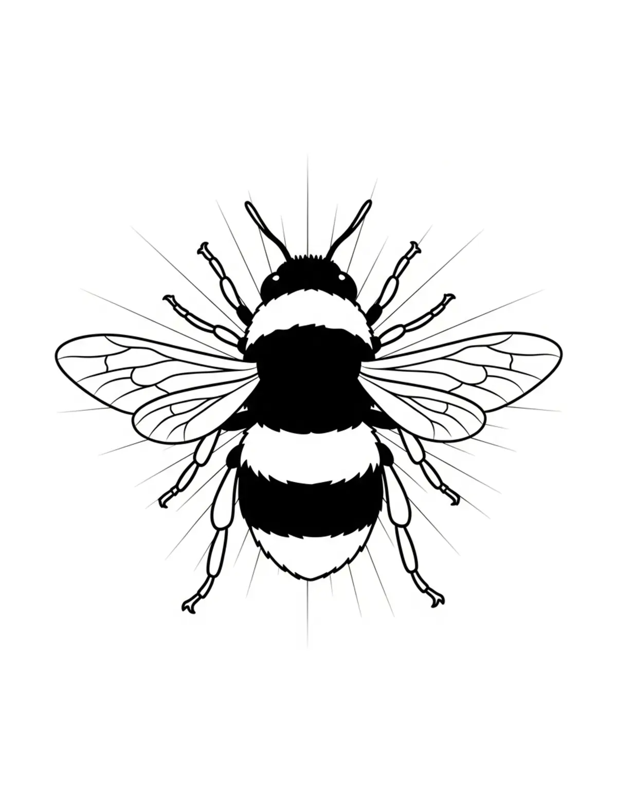 Free printable coloring page: bold-easy-bumblebee coloring page. Cute and cozy design for kids and adults to download and print.