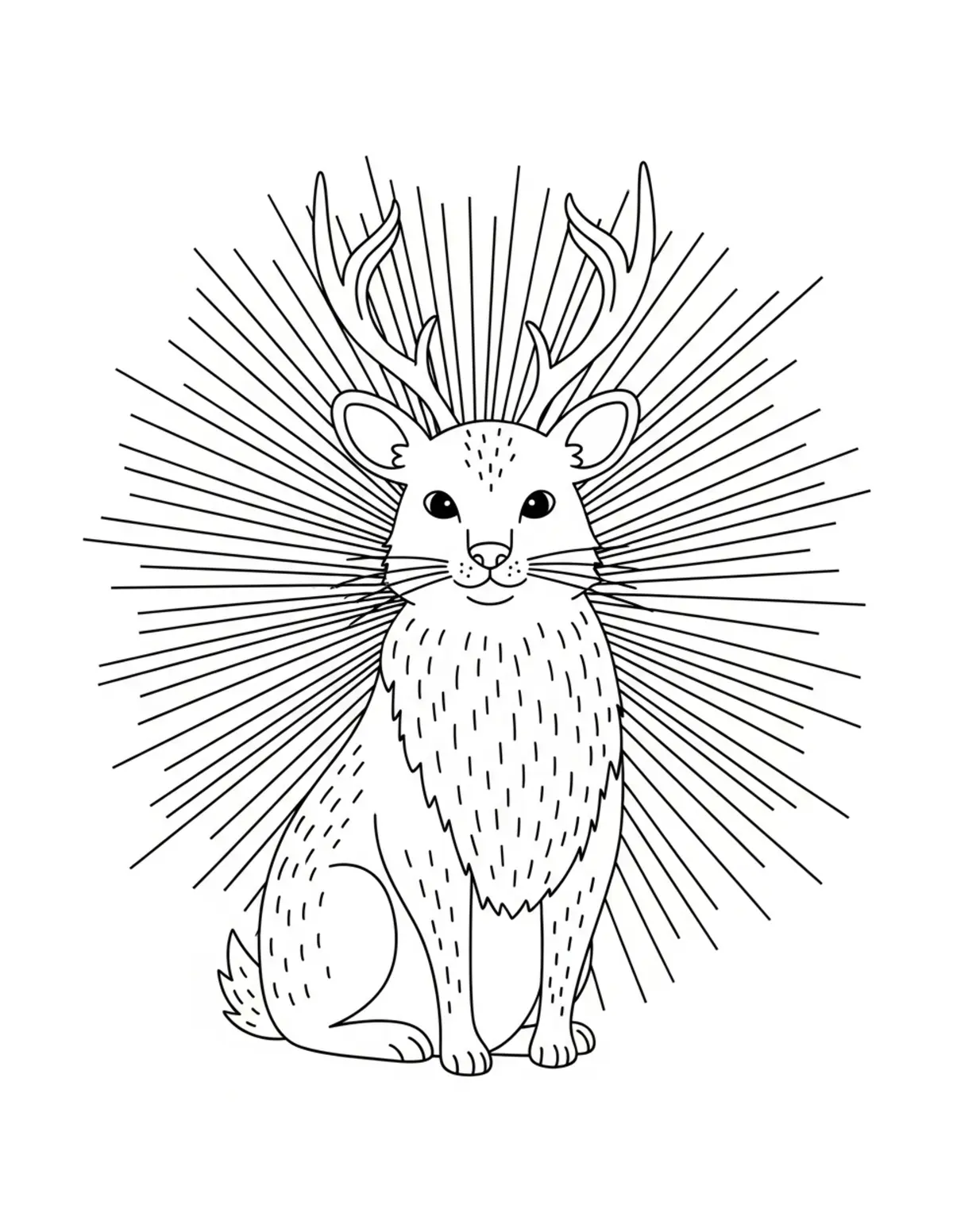 Free printable coloring page: bold-easy-woodland-morning coloring page. Cute and cozy design for kids and adults to download and print.