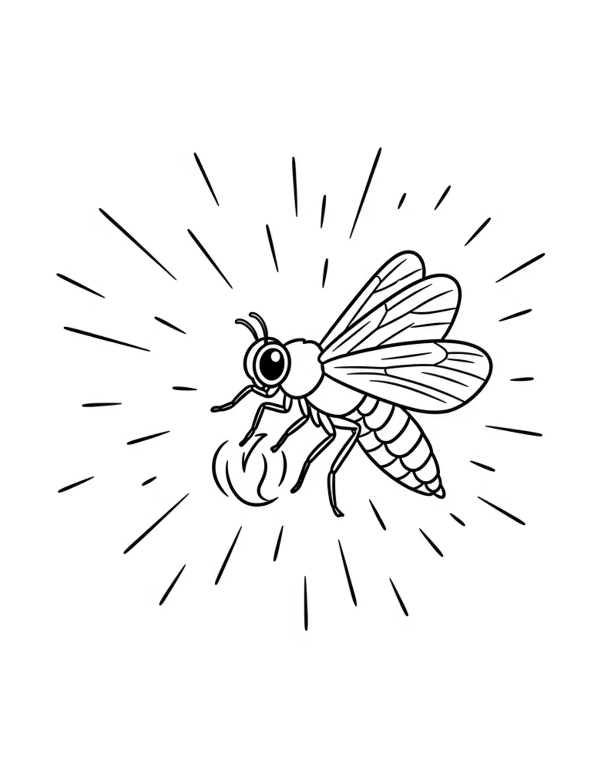 Free printable coloring page: cozy backyard firefly evening coloring page. Cute and cozy summer design for kids and adults to download and print.
