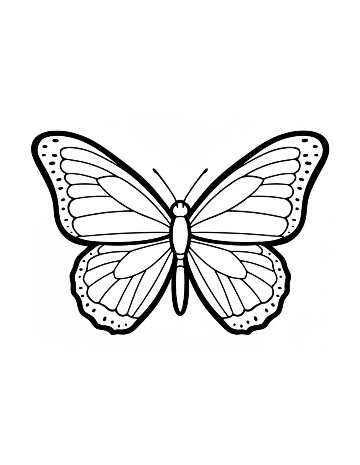 Free printable coloring page: bold-easy-butterfly coloring page. Cute and cozy design for kids and adults to download and print.