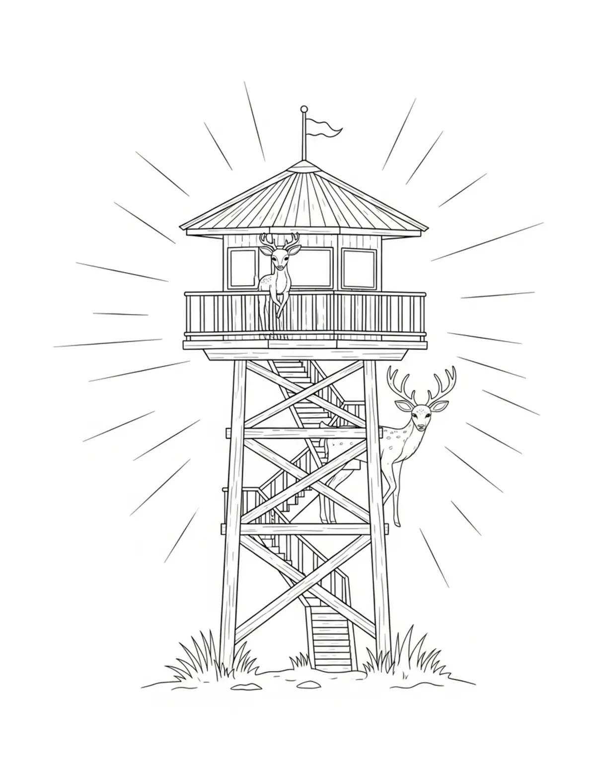Cute Deer Decorating Woodland Photo Display coloring page - free printable JPG featuring adorable woodland animals