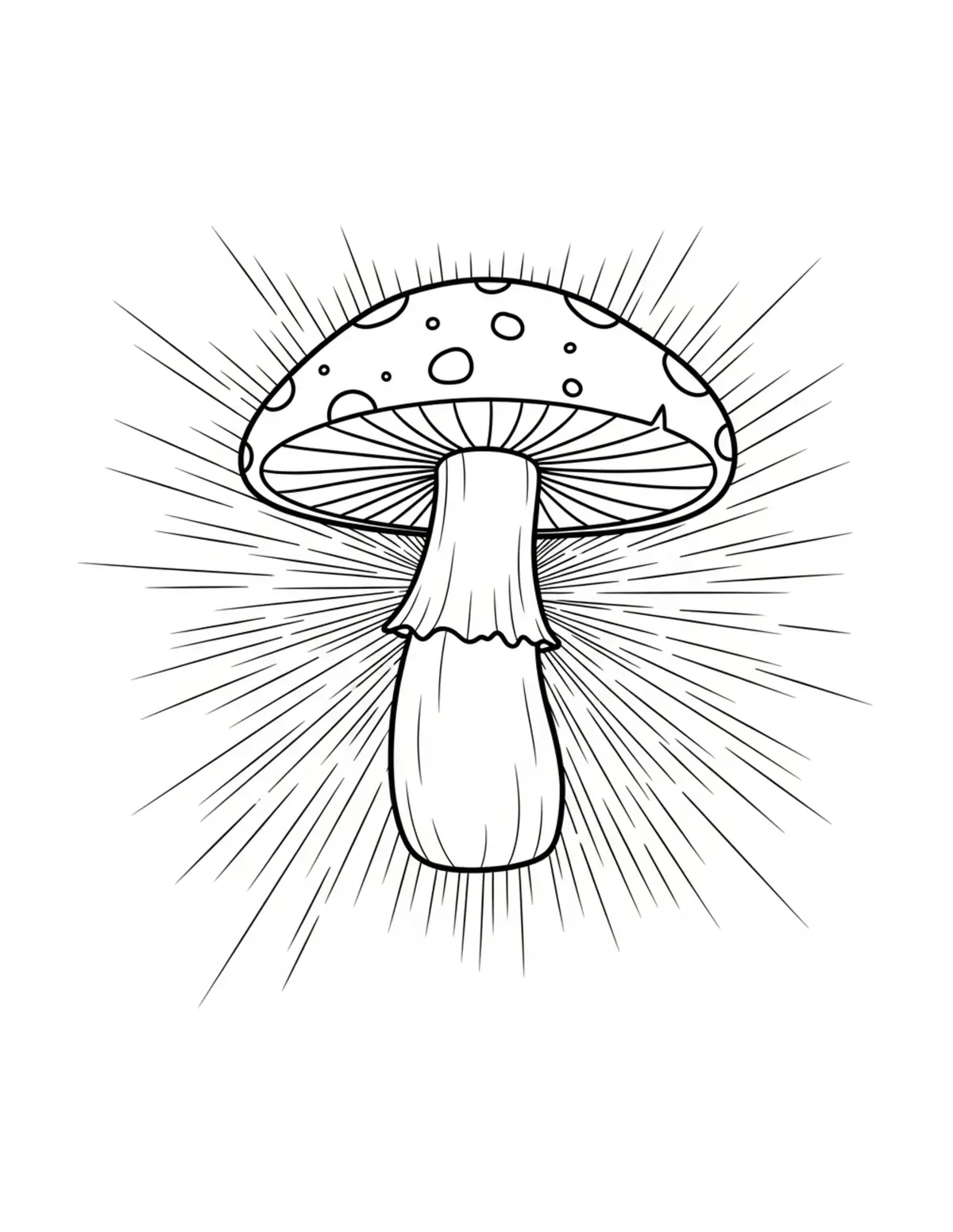 Free printable coloring page: hidden-mushroom-tunnel coloring page. Cute and cozy design for kids and adults to download and print.