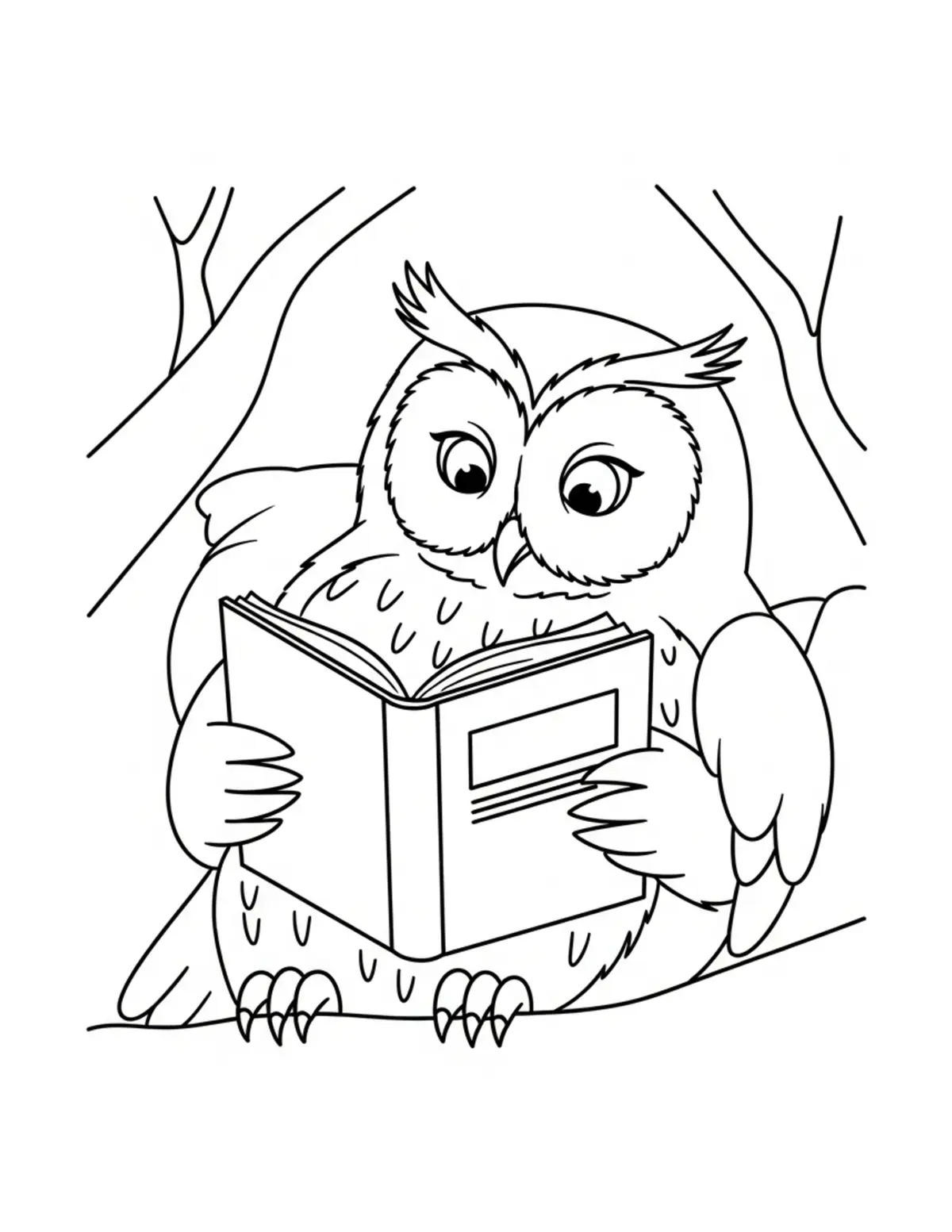 Owl Relaxing With A Favorite Coloring Page - free printable JPG featuring adorable owl