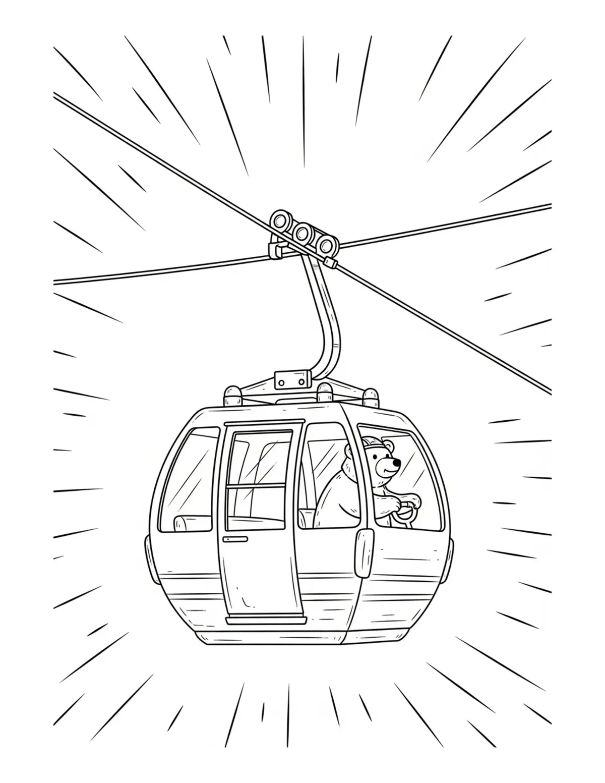 Free printable coloring page: tiny-bear-operating-a-forest-c coloring page. Cute and cozy design for kids and adults to download and print.