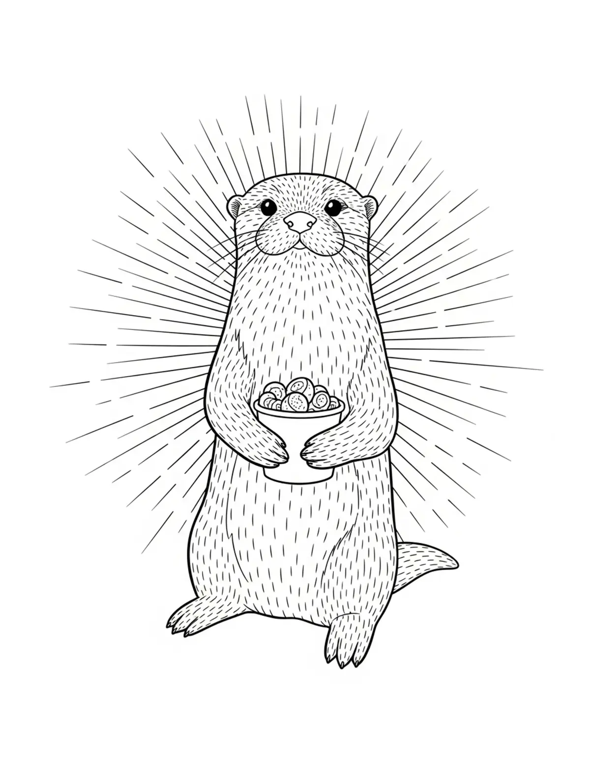 Otter Cozy Riverside Market coloring page - free printable JPG featuring adorable otters