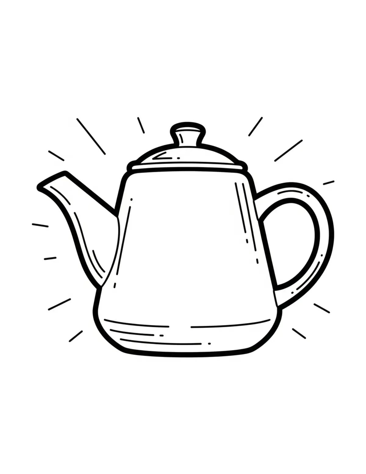 Free printable coloring page: bold-easy-teapot coloring page. Cute and cozy design for kids and adults to download and print.