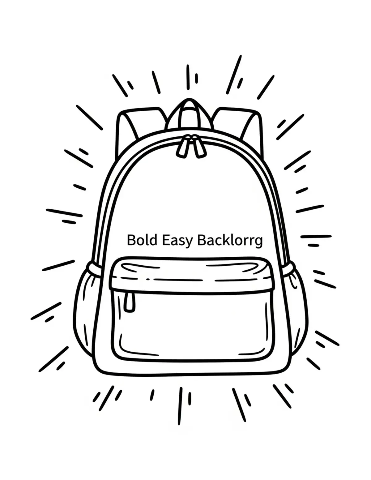 Free printable coloring page: bold-easy-backpack coloring page. Cute and cozy design for kids and adults to download and print.