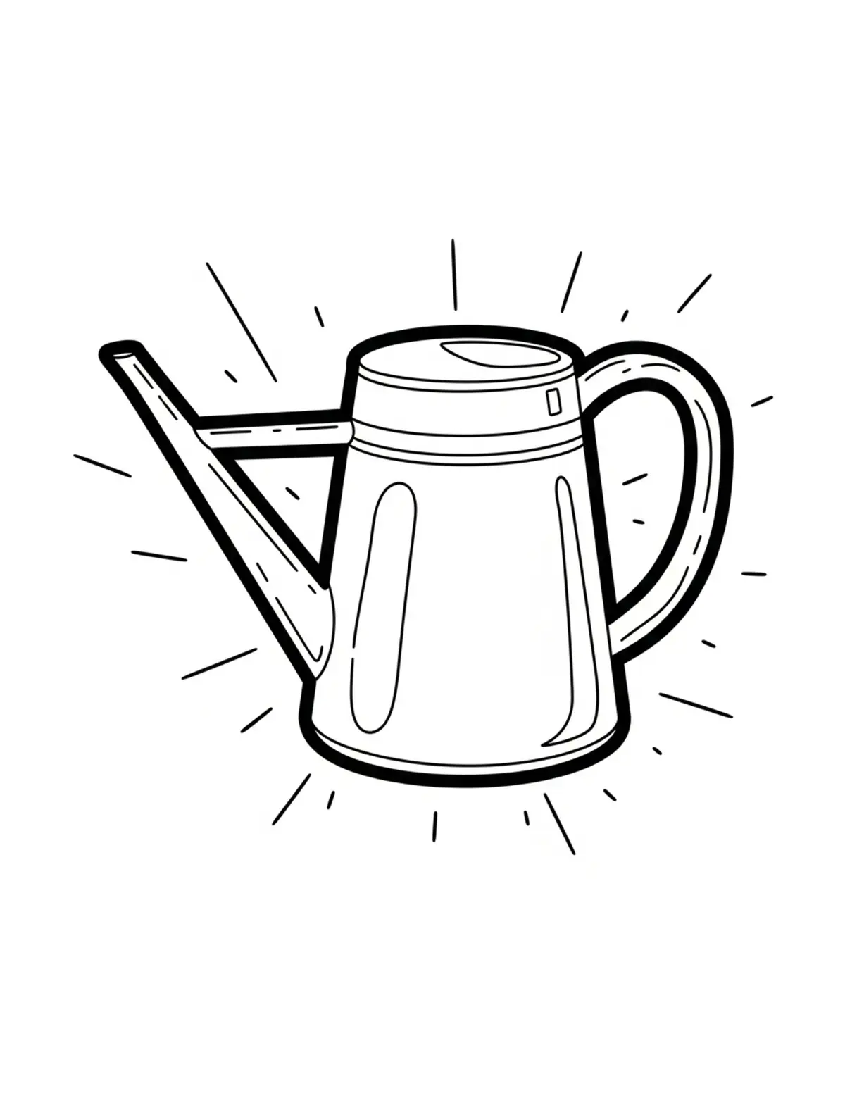 Free printable coloring page: bold-easy-watering-can coloring page. Cute and cozy design for kids and adults to download and print.