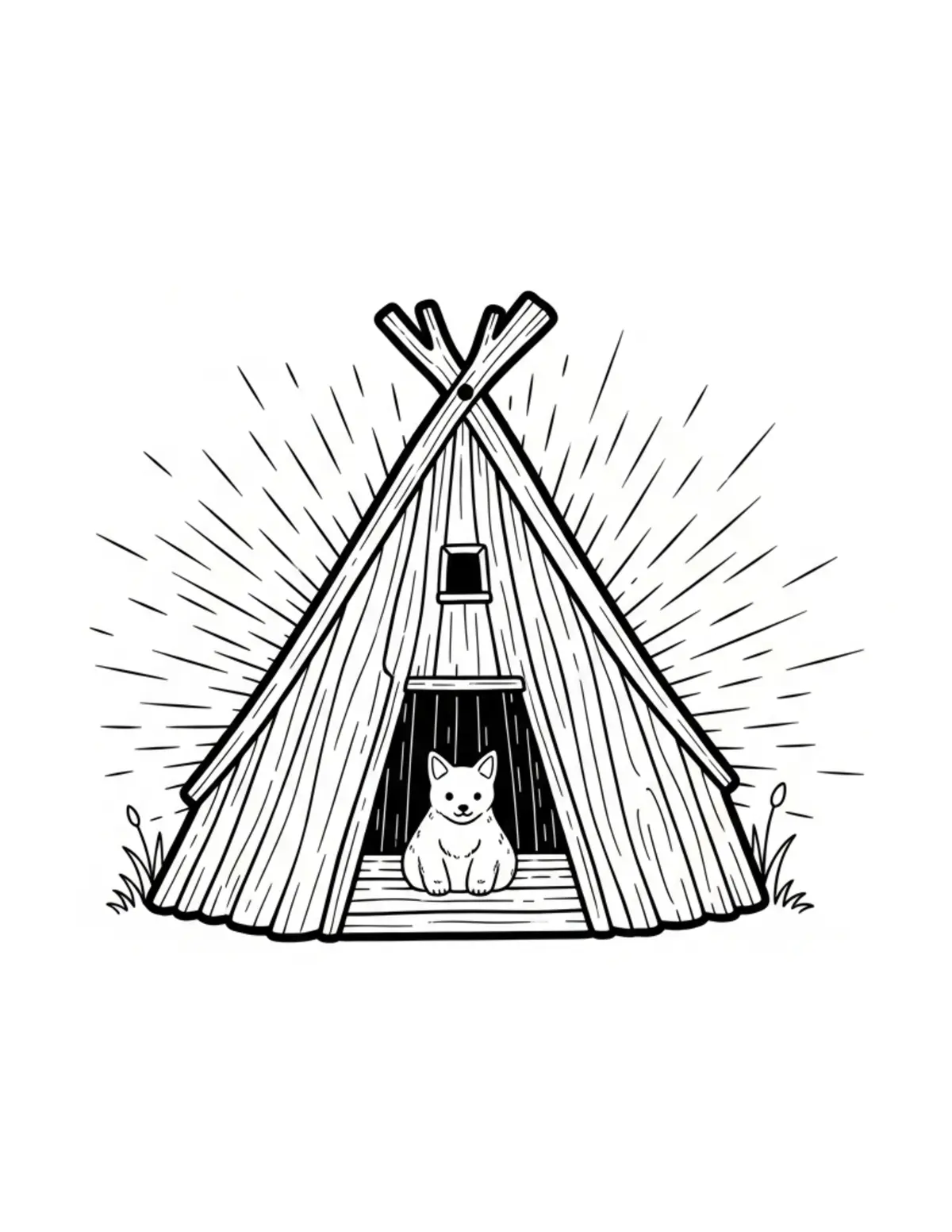 Free printable coloring page: secret-meadow-shelter coloring page. Cute and cozy design for kids and adults to download and print.