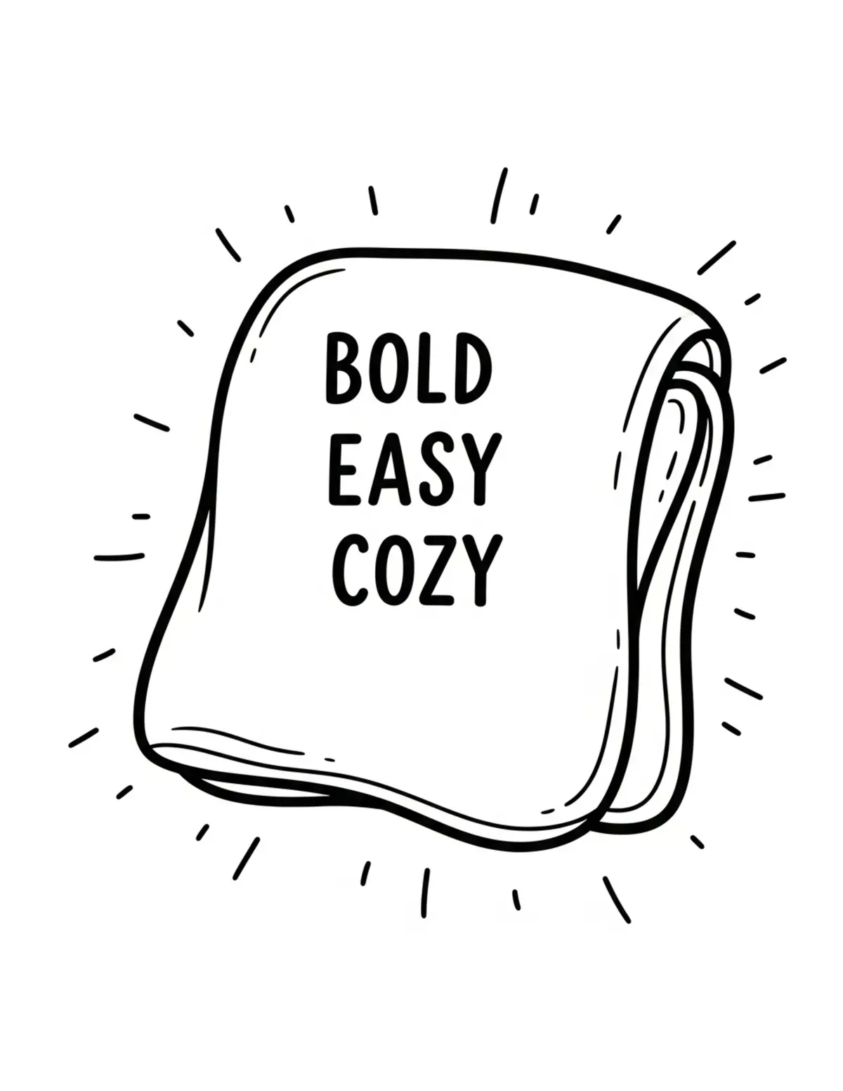 Free printable coloring page: bold-easy-cozy-blanket coloring page. Cute and cozy design for kids and adults to download and print.