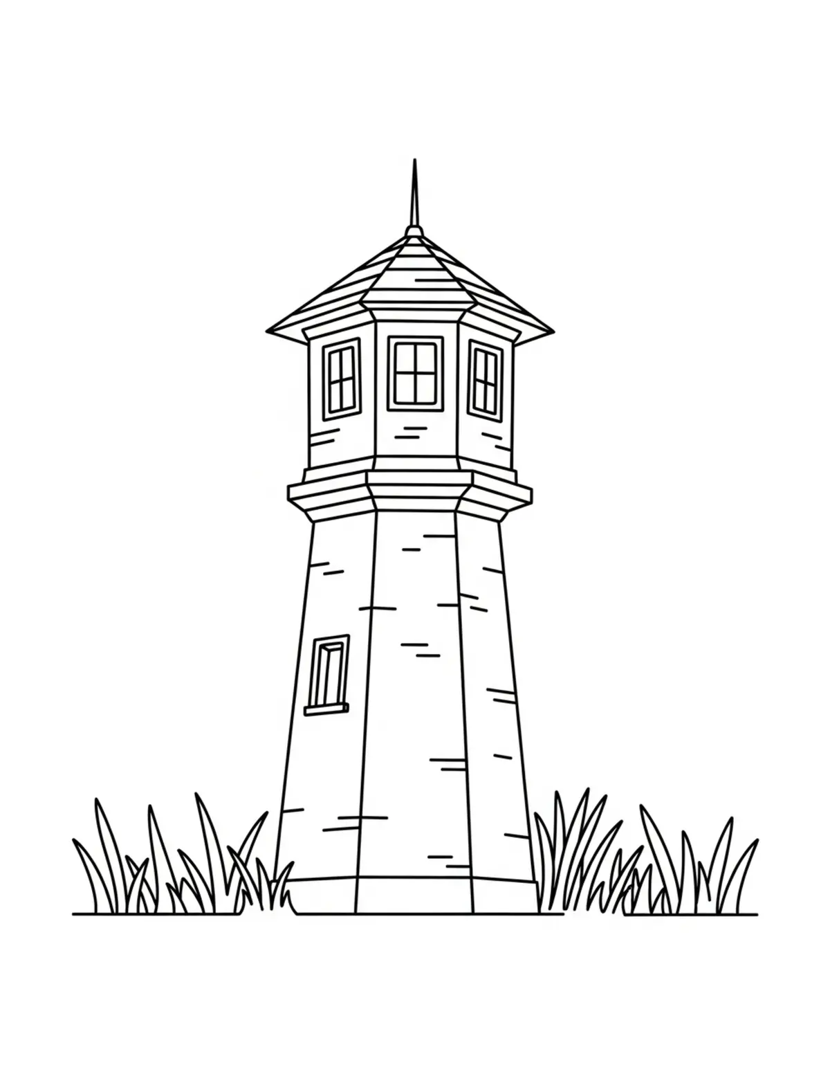 Free printable coloring page: hidden-woodland-signal-tower coloring page. Cute and cozy design for kids and adults to download and print.