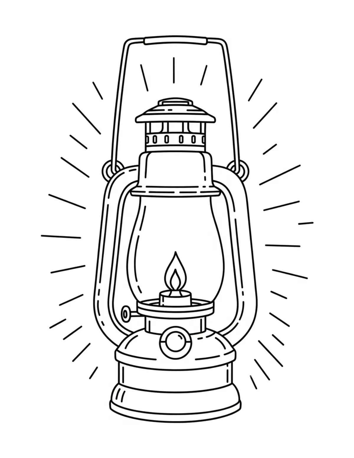 Free printable coloring page: bold-easy-camping-lantern coloring page. Cute and cozy design for kids and adults to download and print.