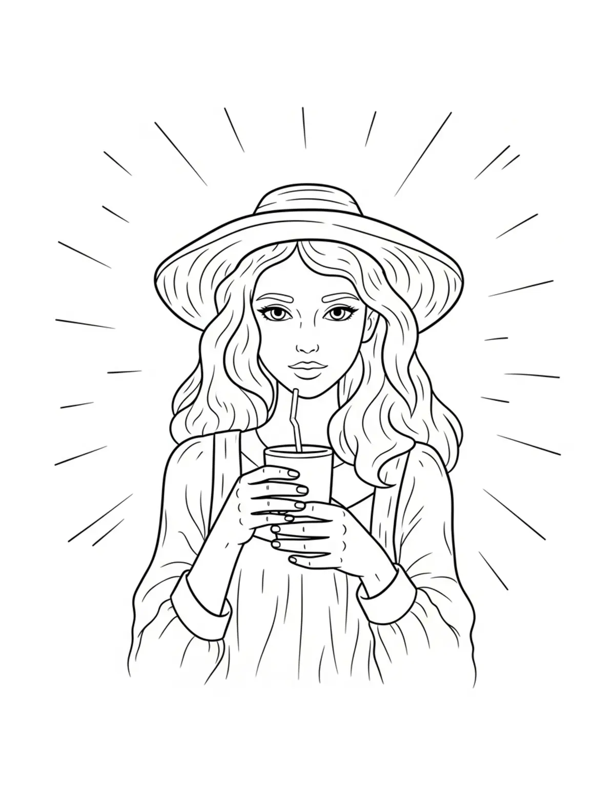 Free printable coloring page: cozy summer porch morning coloring page. Cute and cozy summer design for kids and adults to download and print.