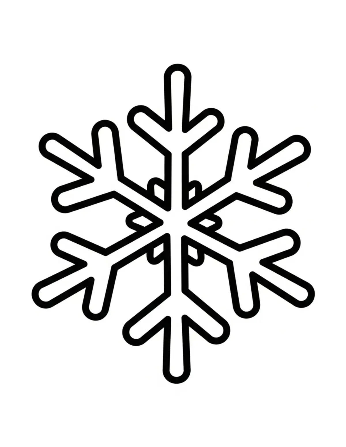 Free printable coloring page: bold-easy-snowflake coloring page. Cute and cozy design for kids and adults to download and print.