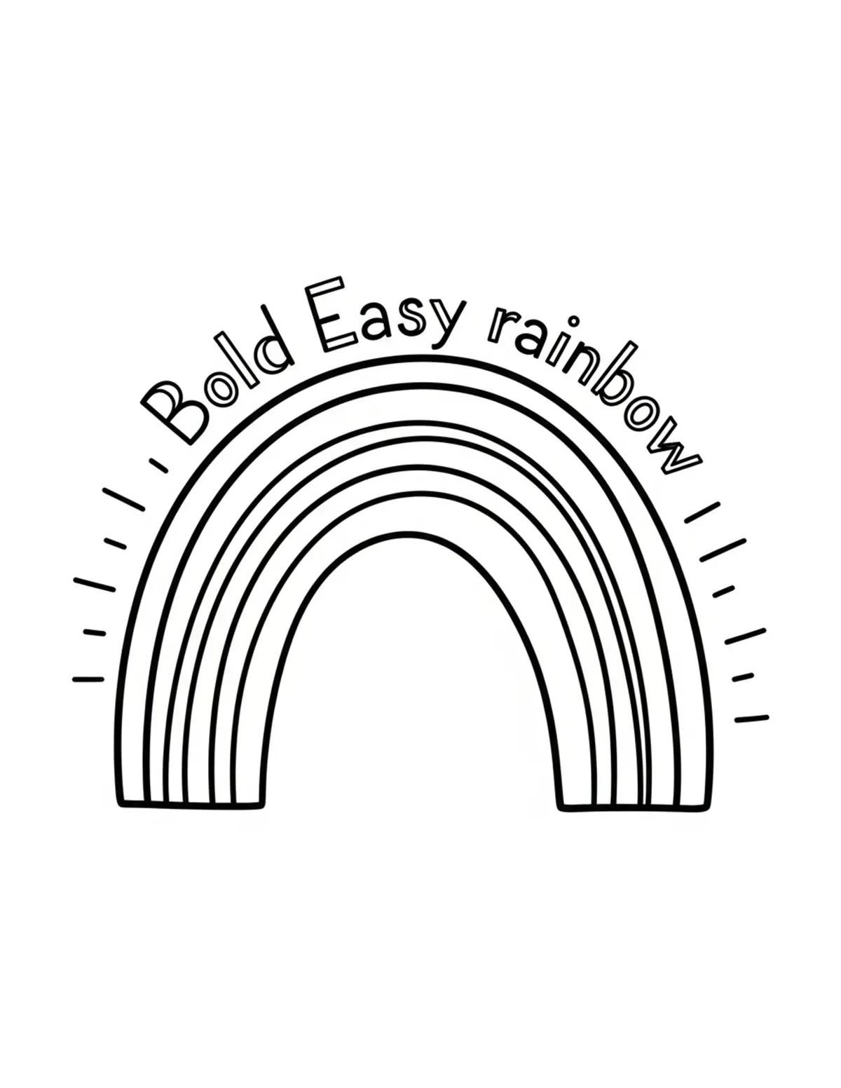 Free printable coloring page: bold-easy-rainbow coloring page. Cute and cozy design for kids and adults to download and print.