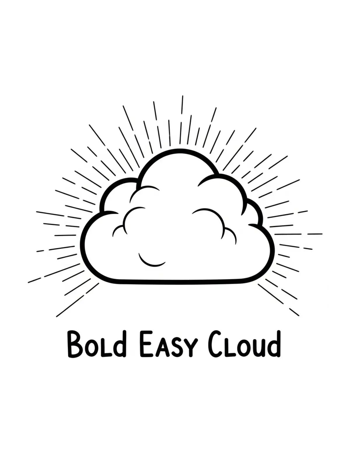 Free printable coloring page: bold-easy-rain-cloud coloring page. Cute and cozy design for kids and adults to download and print.