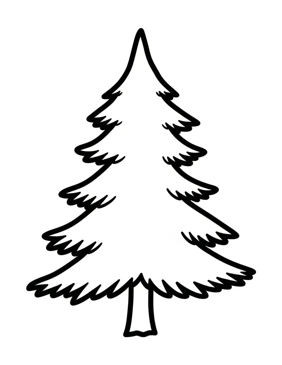 Free printable coloring page: bold-easy-pine-tree coloring page. Cute and cozy design for kids and adults to download and print.