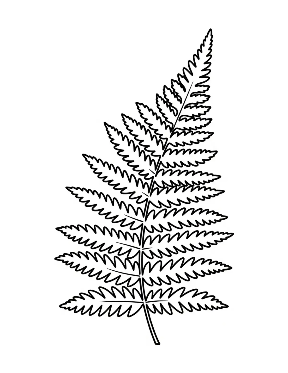 Free printable coloring page: bold-easy-forest-fern coloring page. Cute and cozy design for kids and adults to download and print.