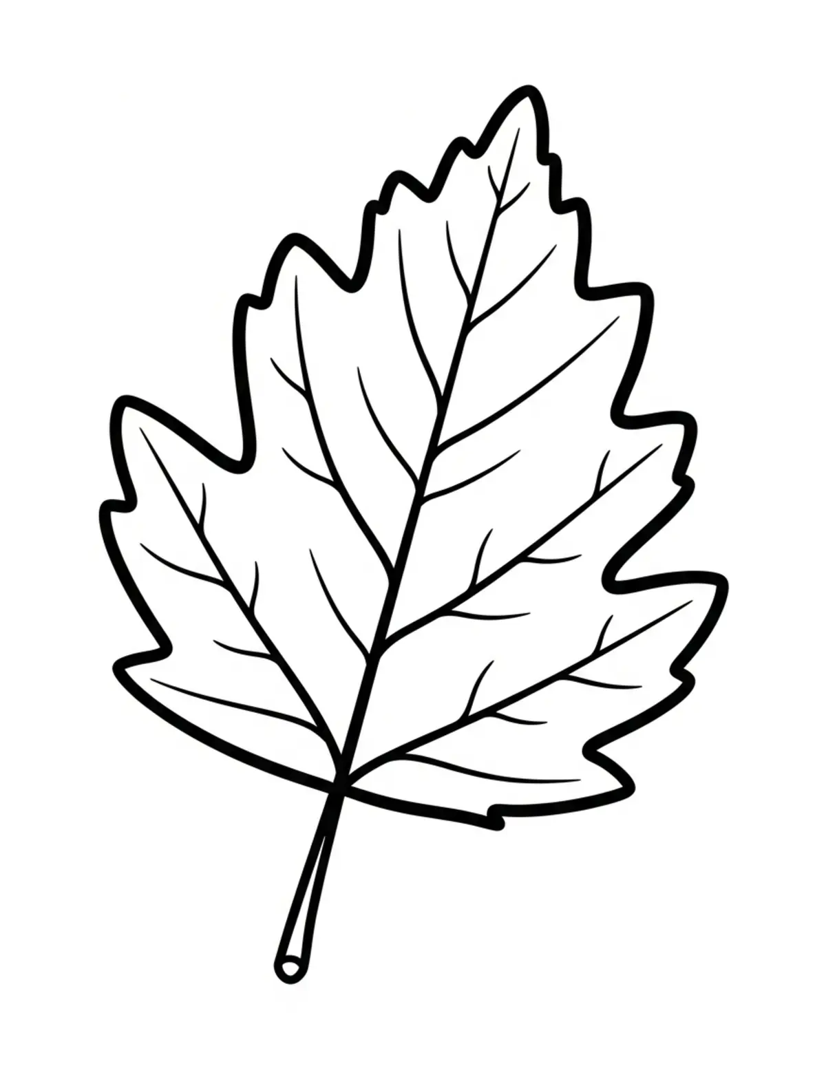 Free printable coloring page: bold-easy-autumn-leaf coloring page. Cute and cozy design for kids and adults to download and print.