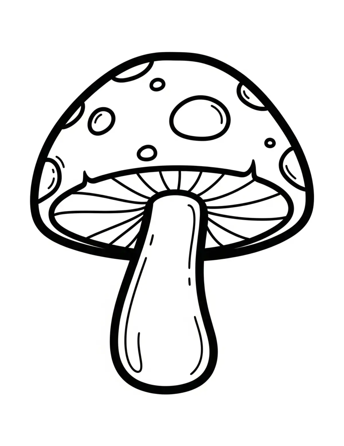 Free printable coloring page: bold-easy-giant-mushroom coloring page. Cute and cozy design for kids and adults to download and print.