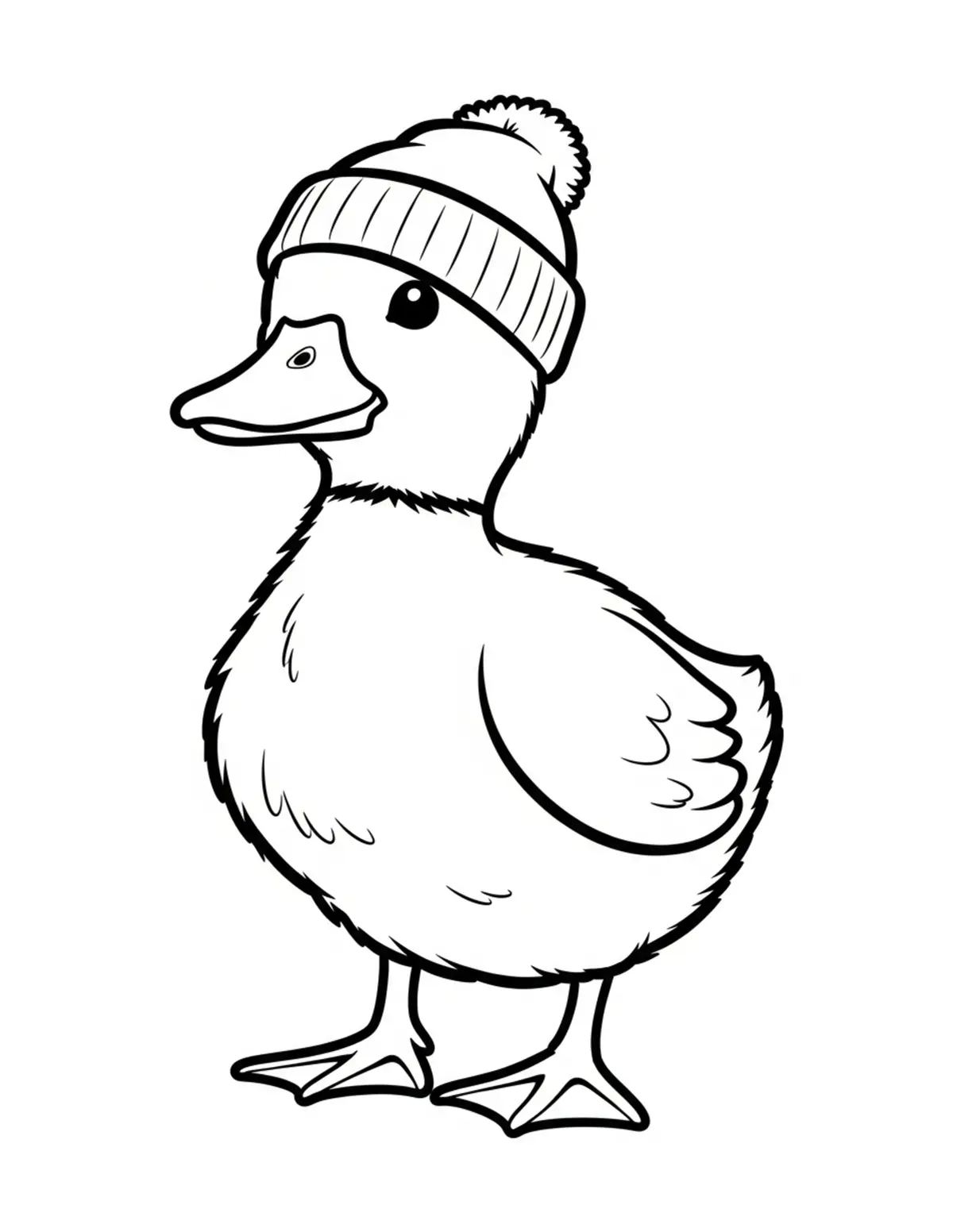 Free printable coloring page: bold-easy-cute-duckling coloring page. Cute and cozy design for kids and adults to download and print.