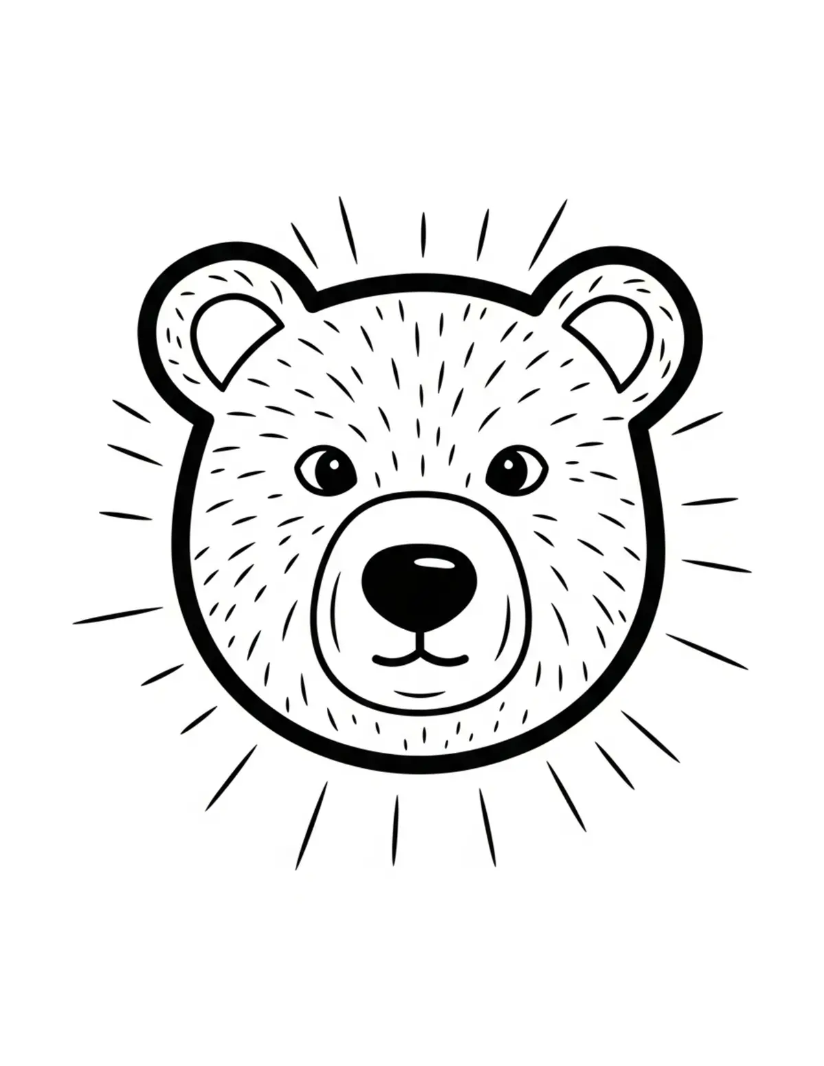 Free printable coloring page: bold-easy-friendly-bear coloring page. Cute and cozy design for kids and adults to download and print.