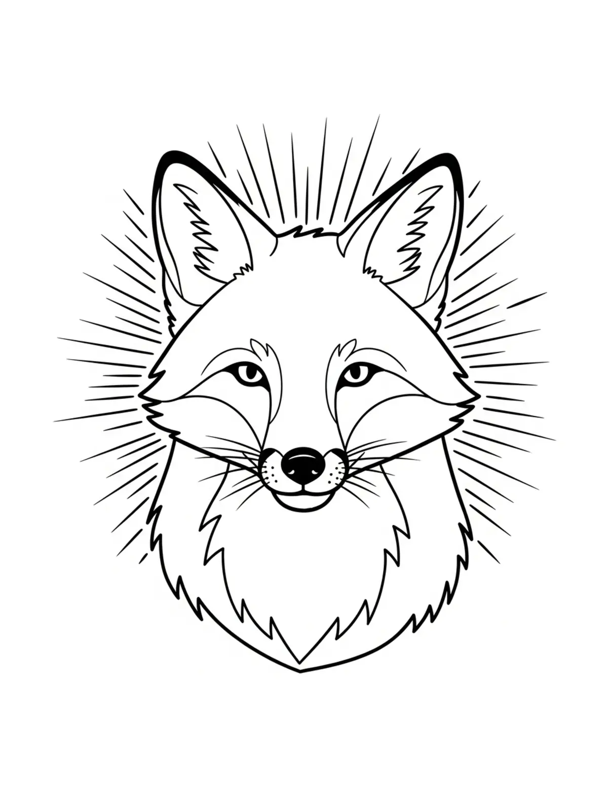 Free printable coloring page: bold-easy-smiling-fox coloring page. Cute and cozy design for kids and adults to download and print.