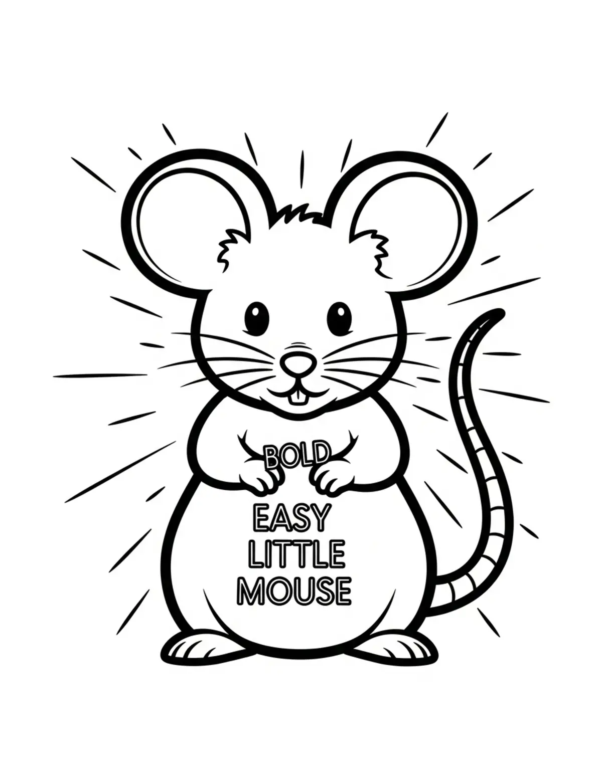Free printable coloring page: bold-easy-little-mouse coloring page. Cute and cozy design for kids and adults to download and print.