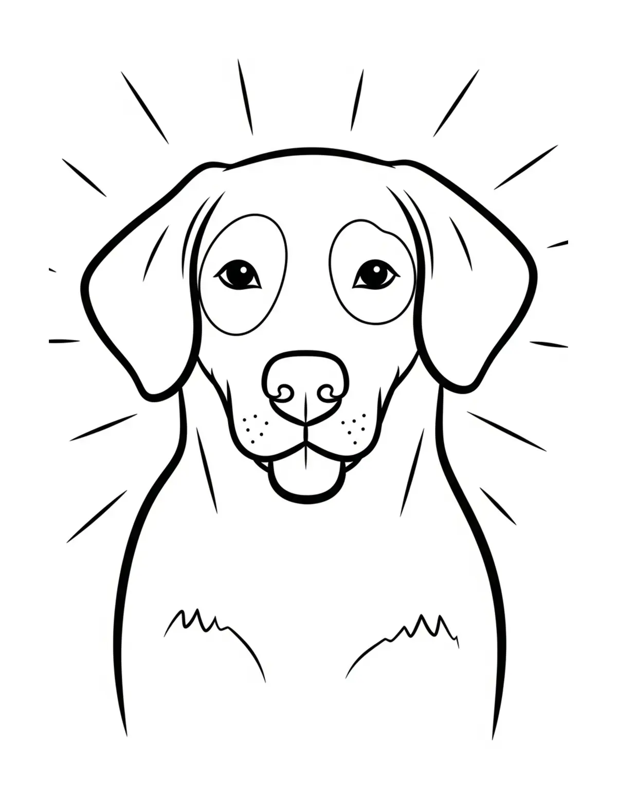 Free printable coloring page: bold-easy-happy-puppy coloring page. Cute and cozy design for kids and adults to download and print.