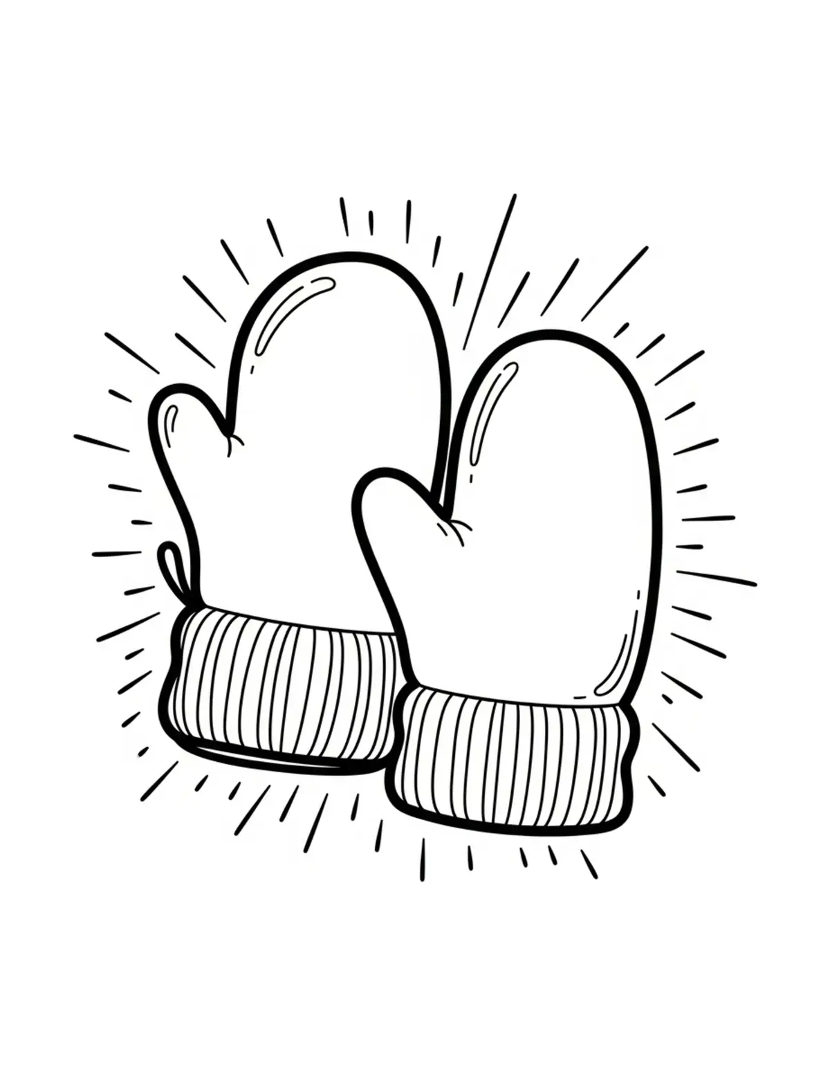 Free printable coloring page: bold-easy-winter-mittens coloring page. Cute and cozy design for kids and adults to download and print.