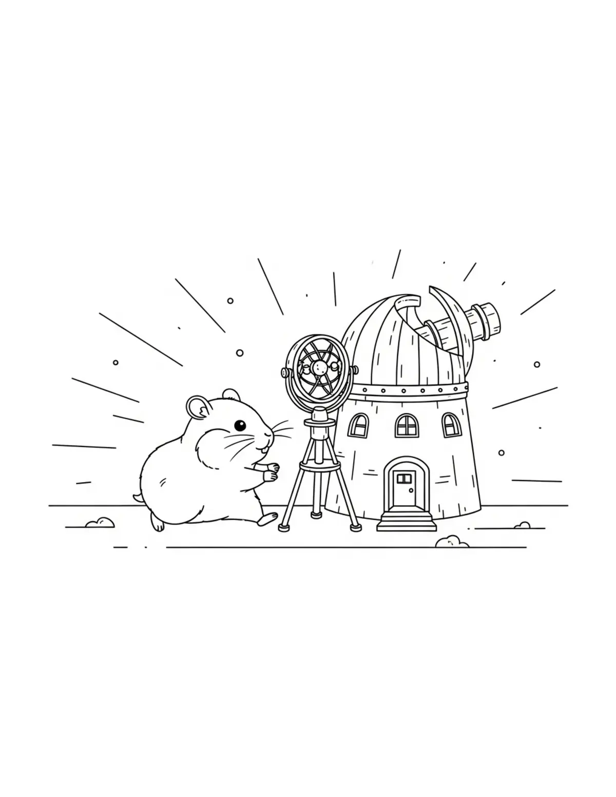 Cute Hamster Running A Miniatu coloring page - free printable JPG featuring adorable woodland animals