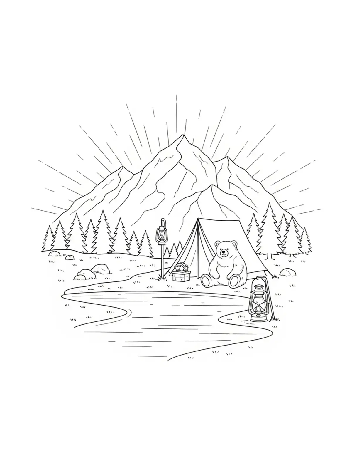 Cozy Animal Camping & Outdoor Adventures Coloring Pages: Free JPG Downloads