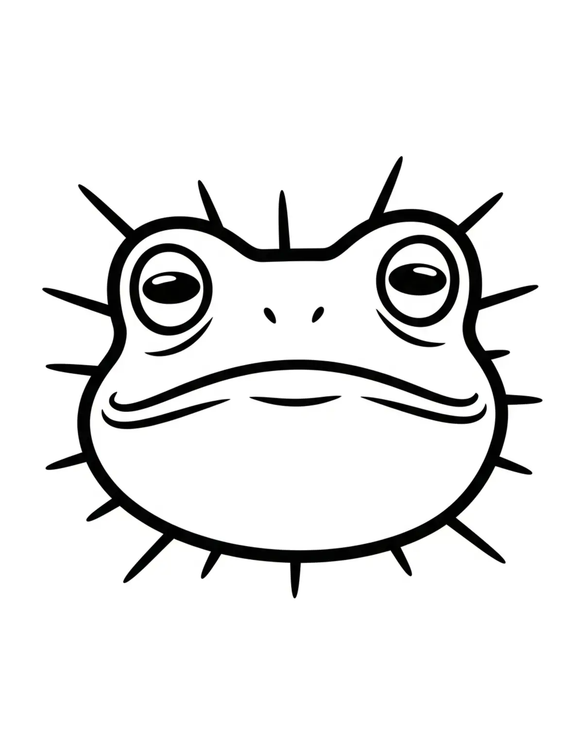 Free printable coloring page: bold-easy-frog-face coloring page. Cute and cozy design for kids and adults to download and print.