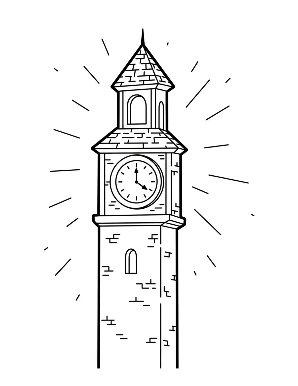 Free printable coloring page: secret-woodland-clock-tower coloring page. Cute and cozy design for kids and adults to download and print.