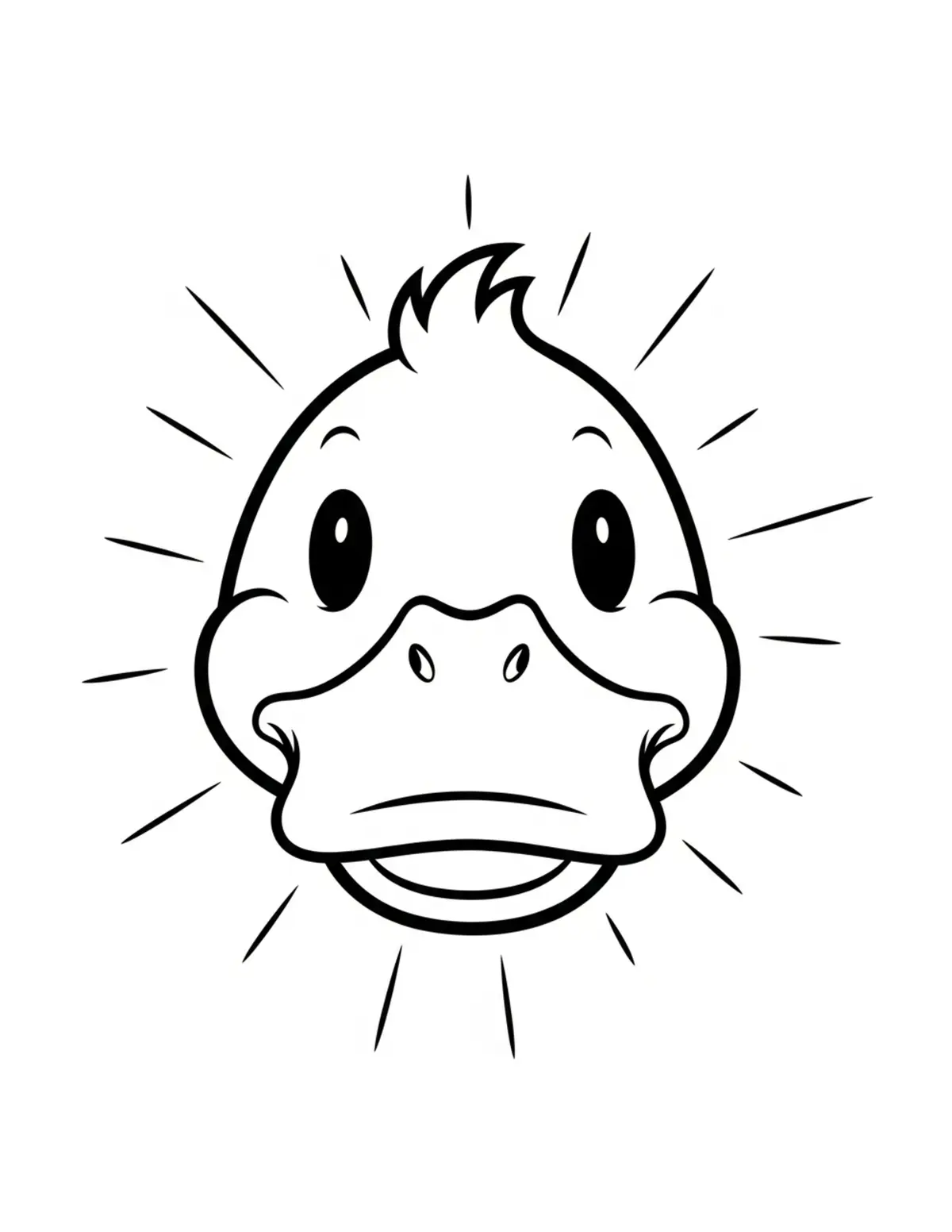 Free printable coloring page: bold-easy-duck-face coloring page. Cute and cozy design for kids and adults to download and print.