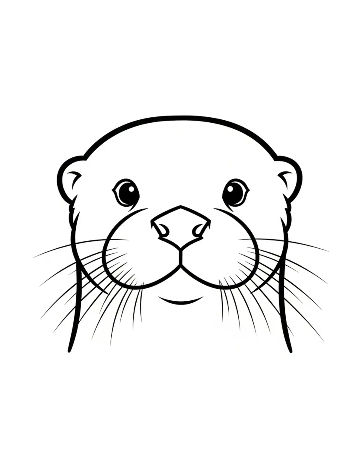 Free printable coloring page: bold-easy-otter-face coloring page. Cute and cozy design for kids and adults to download and print.