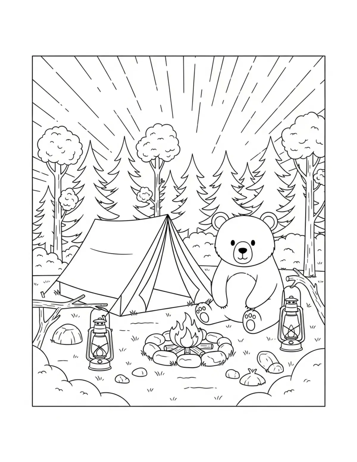 Afternoon Tea Tray — free printable tea party scenes coloring page with teacup theme